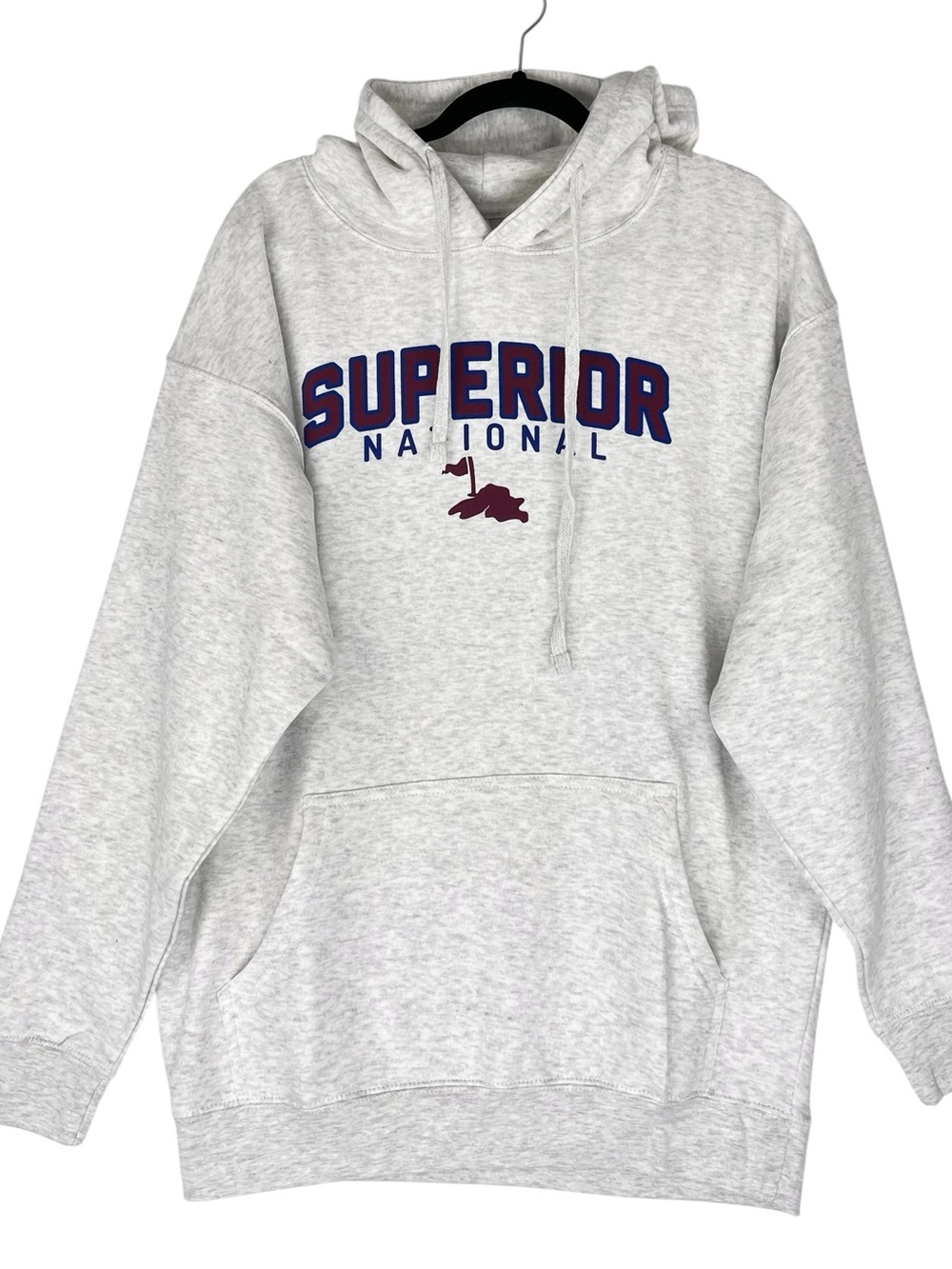 Ouray Sportswear Superior National golf course hoodie Sz L NEW Ivory Fleece Flaw